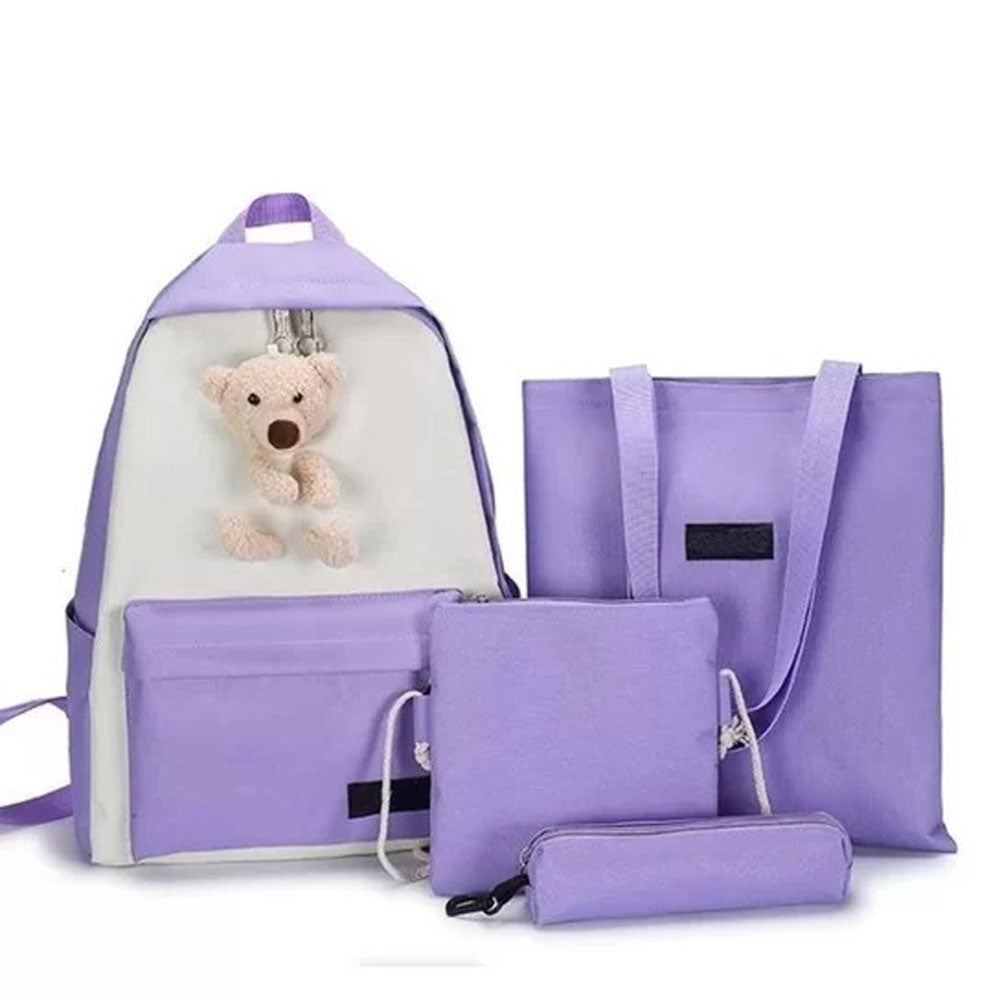 Kit Mochila Ursinho 4 em 1 Multifuncional Impermeável Necessaire Estojo Bolsa Maternidade Mamãe Bebe