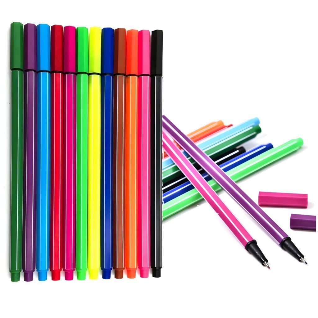 Caneta Fine Line 0.4mm Kit 12 Cores Fengzhengmei 1688-12