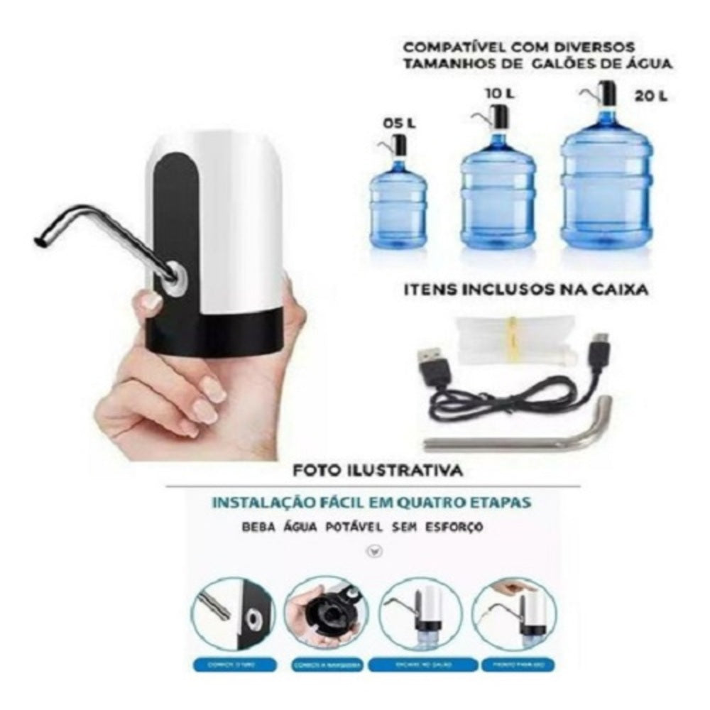 BEBEDOURO BOMBA ELETRICA PARA GALAO GARRAFAO DE AGUA 5 10 20 LITROS RECARREGAVEL