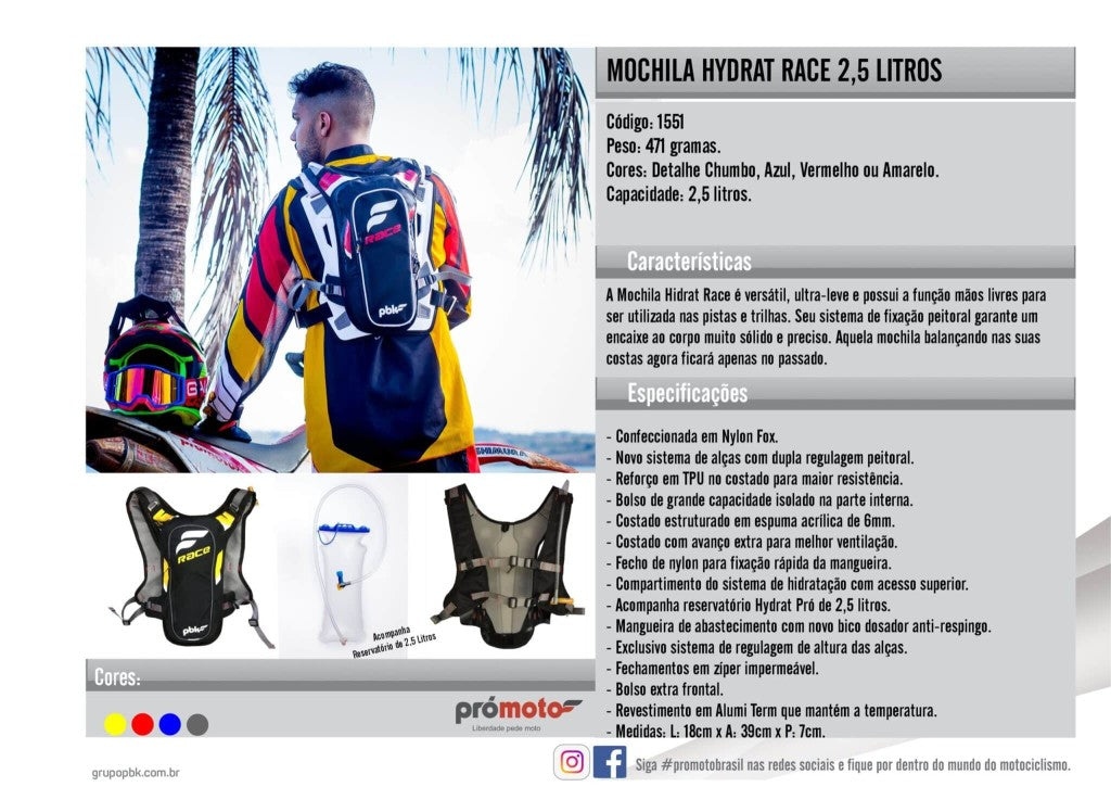 Mochila Hidrat Race 2,5 Litros