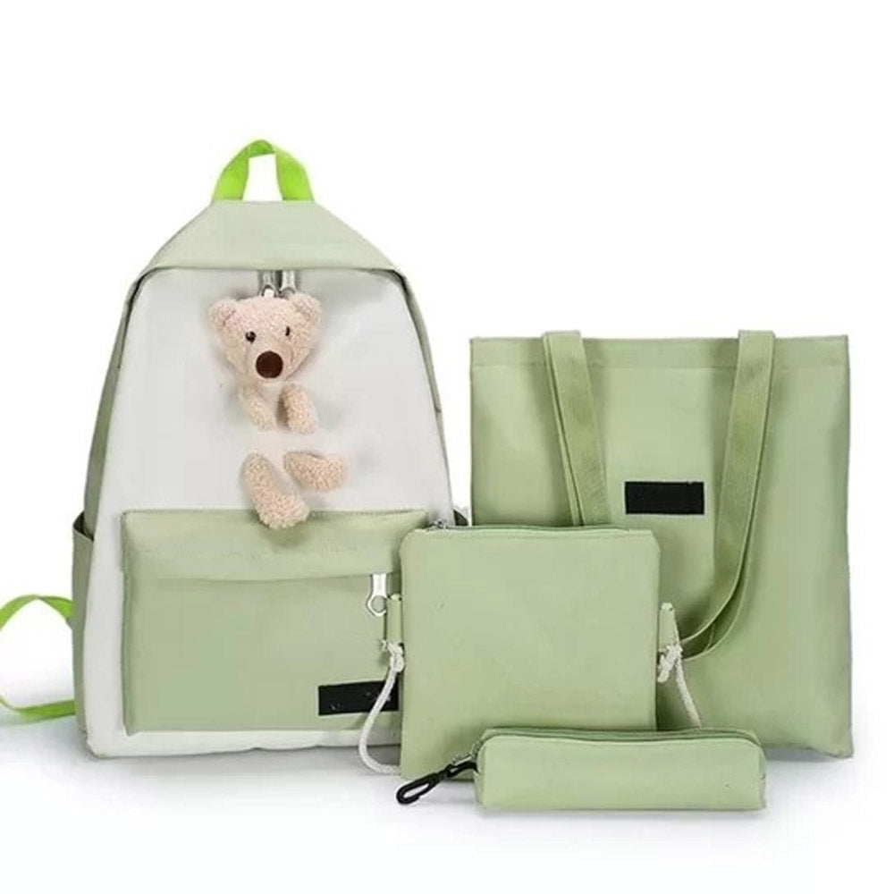 Kit Mochila Ursinho 4 em 1 Multifuncional Impermeável Necessaire Estojo Bolsa Maternidade Mamãe Bebe